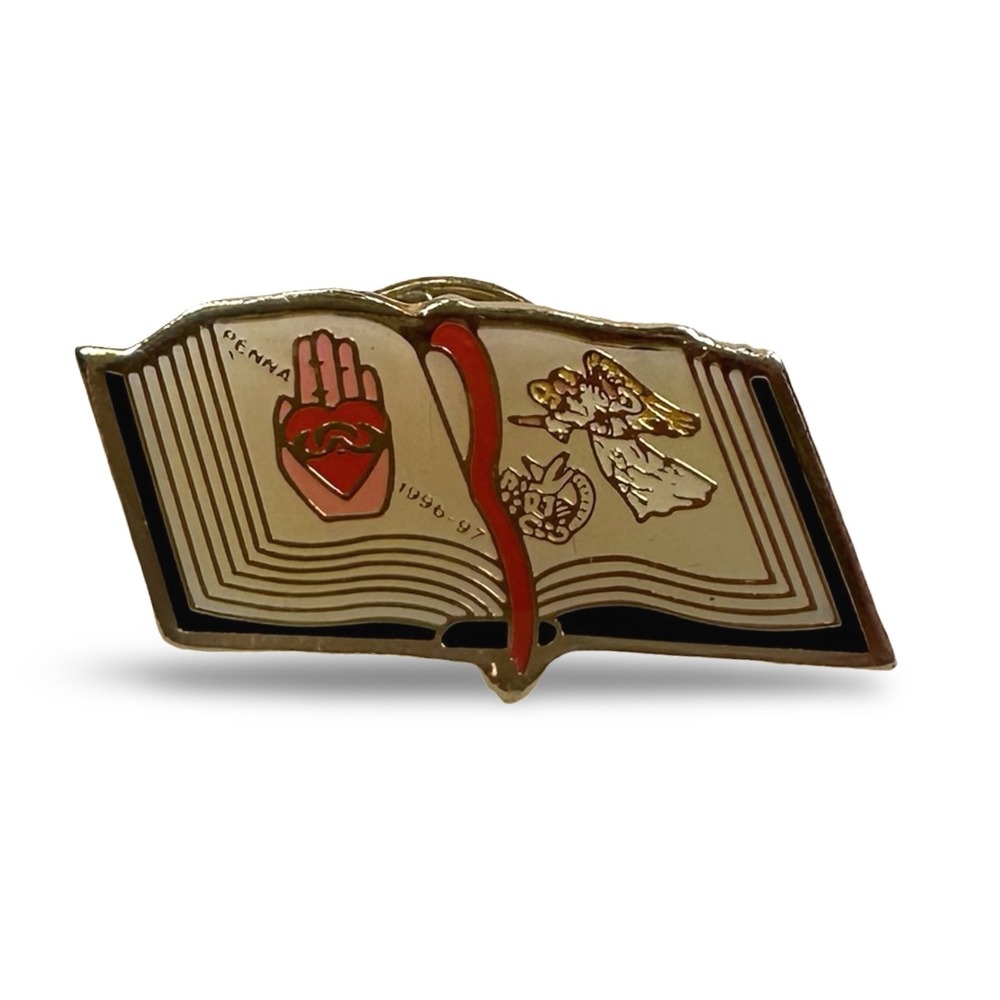 Vintage 1996-97 Penna Religious Open‎ Book Angel Hand of God Enamel Lapel Pin